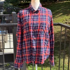 Pact Red and Blue Plaid Shirt